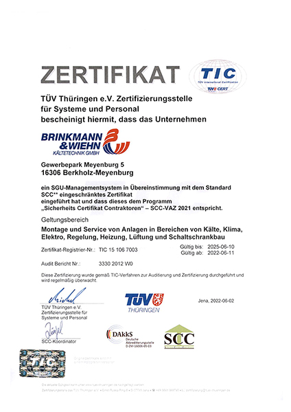 SCC Zertifikat SCC Zertifikat